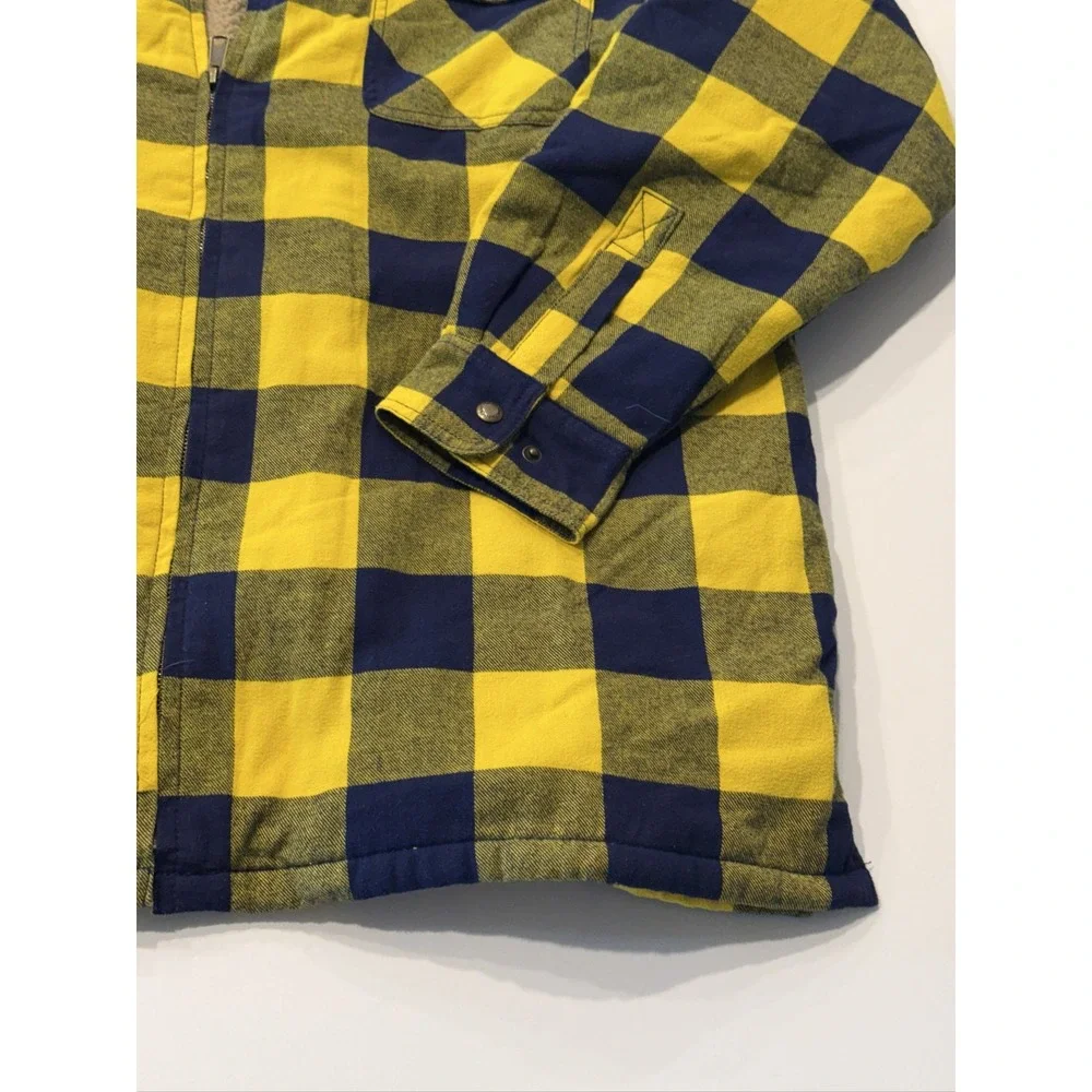 Wolverine Hastings Sherpa Lined Full Zip Shirt Jacket Mens XL Yellow Plaid